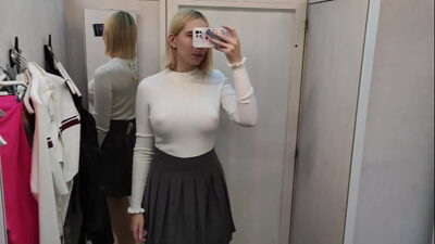 Fitting Room Show – Sheer Fabric, No Panties, Big Curves.